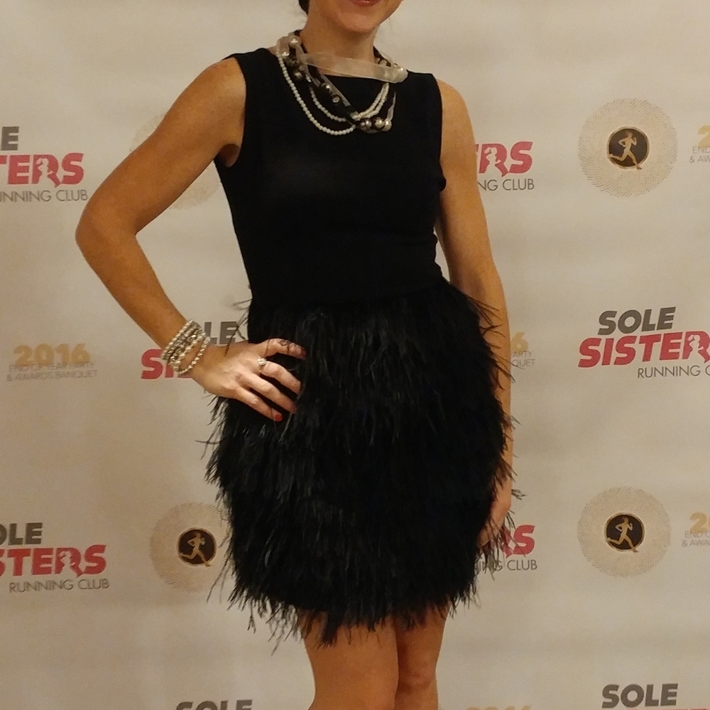 Black Feather Cocktail Dress Size 4